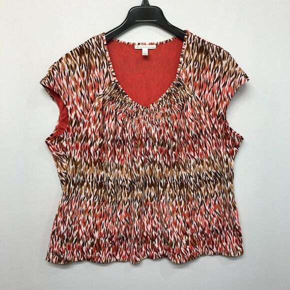 JM Collection Women Short Sleeve Blouse Top Shirt Plus Size 3X Nylon M188 -4 - Picture 2 of 11
